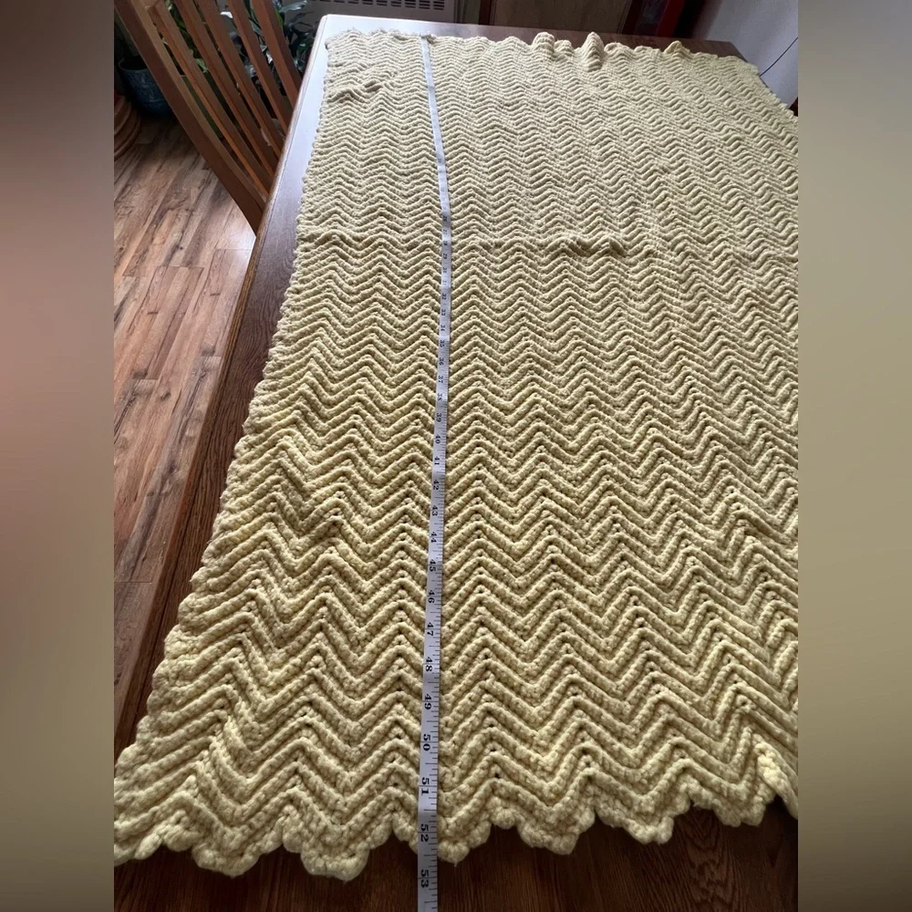 Vintage Yellow Handmade Crochet Baby Blanket